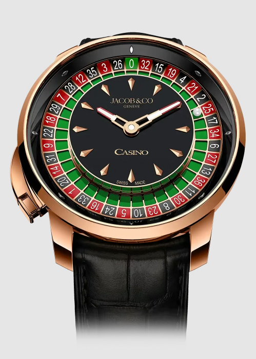 Review Jacob & Co casino tourbillon ROSE GOLD WITH GREEN ROULETTE RING CA100.40.AA.AD.A Replica watch